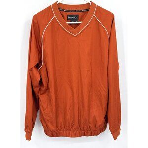 Footjoy Pullover V-Neck Windbreaker Jacket Orange Brown Men's Medium